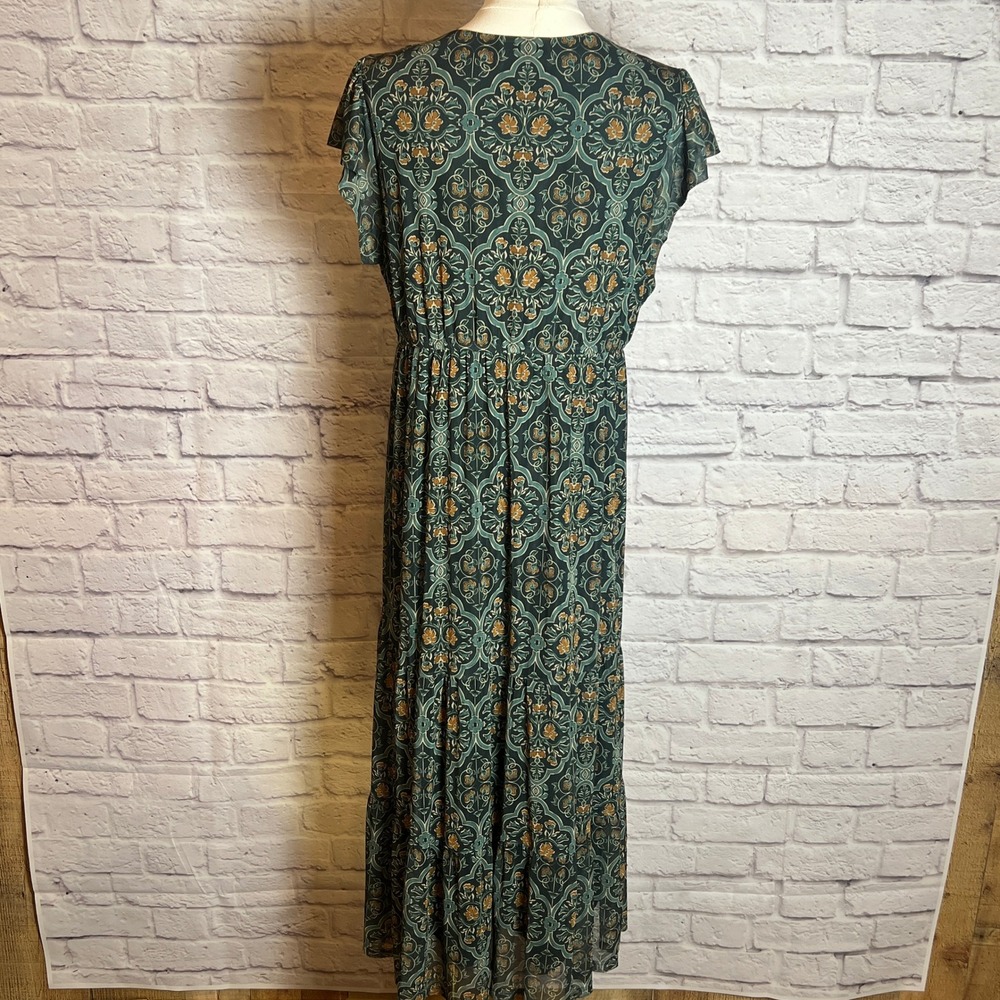 Les Serein Women's PL Green Maxi Dress Boho Print Polyester Bohocore Cottagecore - Picture 4 of 7